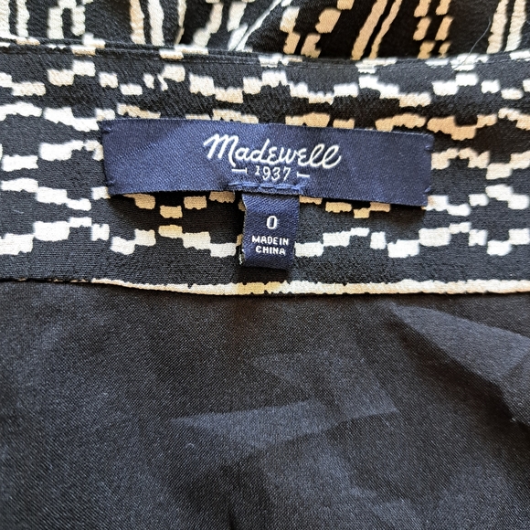 MADEWELL - NWOT - 100% Silk - Lined Skirt - Size 0 - Black/White Print - Picture 5 of 8